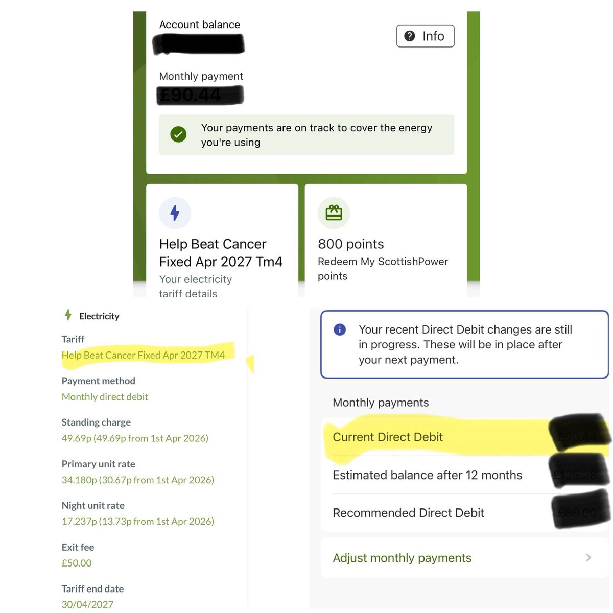 RSK176's tweet photo. @SP_EnergyPeople I changed to a ‘Fixed Tariff’ on Fri (6 March) &amp; my App details have changed. However I have not received a email from Scottish Power as yet to confirm the change? please advise! https://t.co/cI7xqbp2Uz