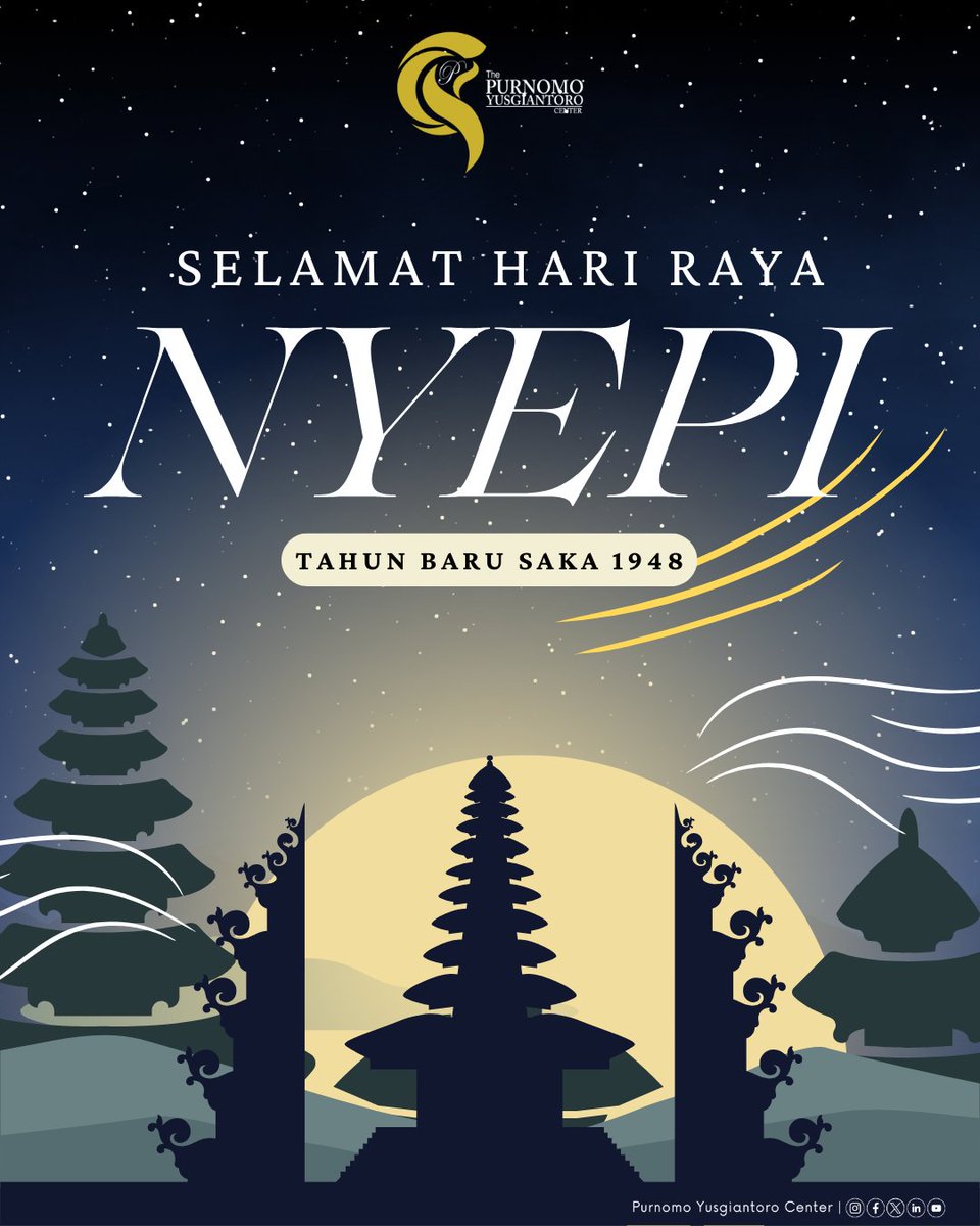 Dalam sunyi Nyepi, kita menemukan kedamaian dan refleksi diri untuk mencapai ketenangan batin serta menyambut diri yang lebih baik. Selamat Hari Raya Nyepi 2026. Semoga keheningan hari suci ini membawa kedamaian bagi kita semua. 🙏🌿

#PurnomoYusgiantoroCenter