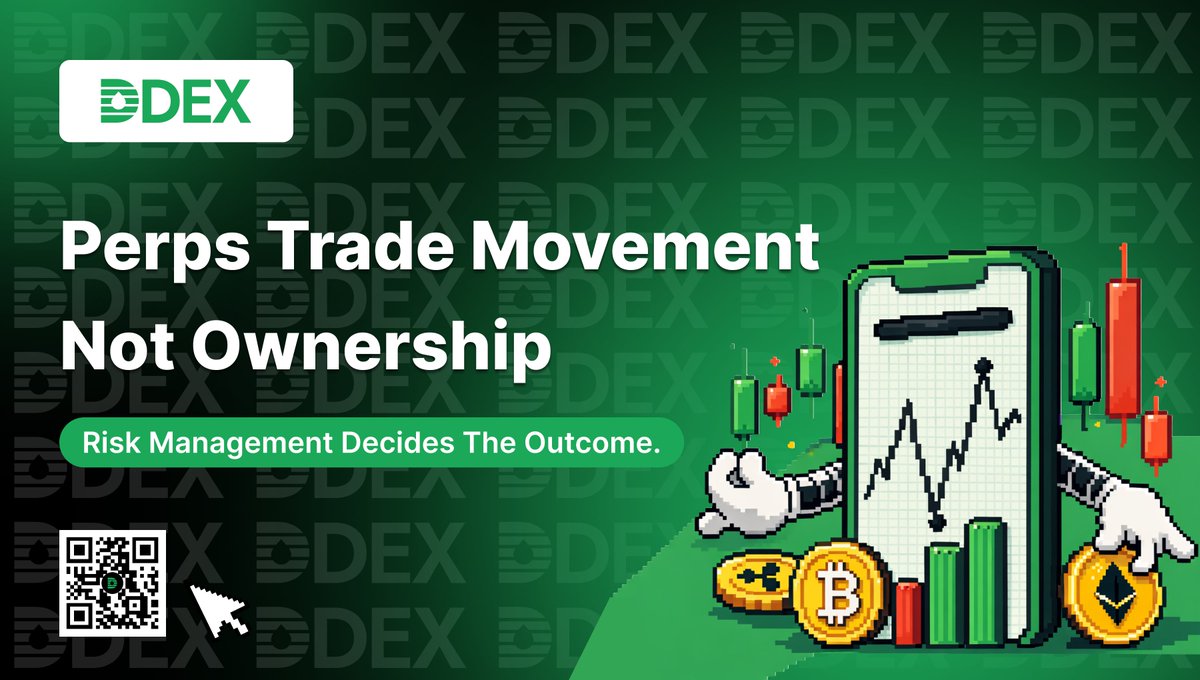 Why do perps exist? 🤔

Spot trading: You OWN the asset. Limited upside = price goes up.

Perps: You trade the PRICE MOVEMENT with leverage. 
Up 10%? You can make 100% (or lose it). ⚡

The tool isn't good or bad.
YOUR risk management determines the outcome.

DDEX gives you the