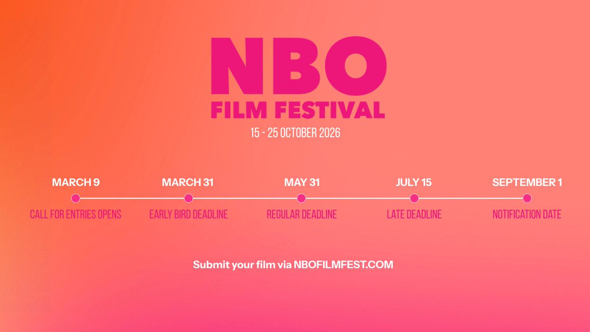 NBOFilmFest's tweet photo. 🎥 Filmmakers 🎥 
submissions are now open.

The NBO Film Festival is calling for bold stories from Africa and around the world.

Check the timeline in the post and start preparing your entries.

#FilmFestival #NBOFilmFest #NBOFF2026 #AfricanCinema #NBOFF https://t.co/1SsEZ8iKIq