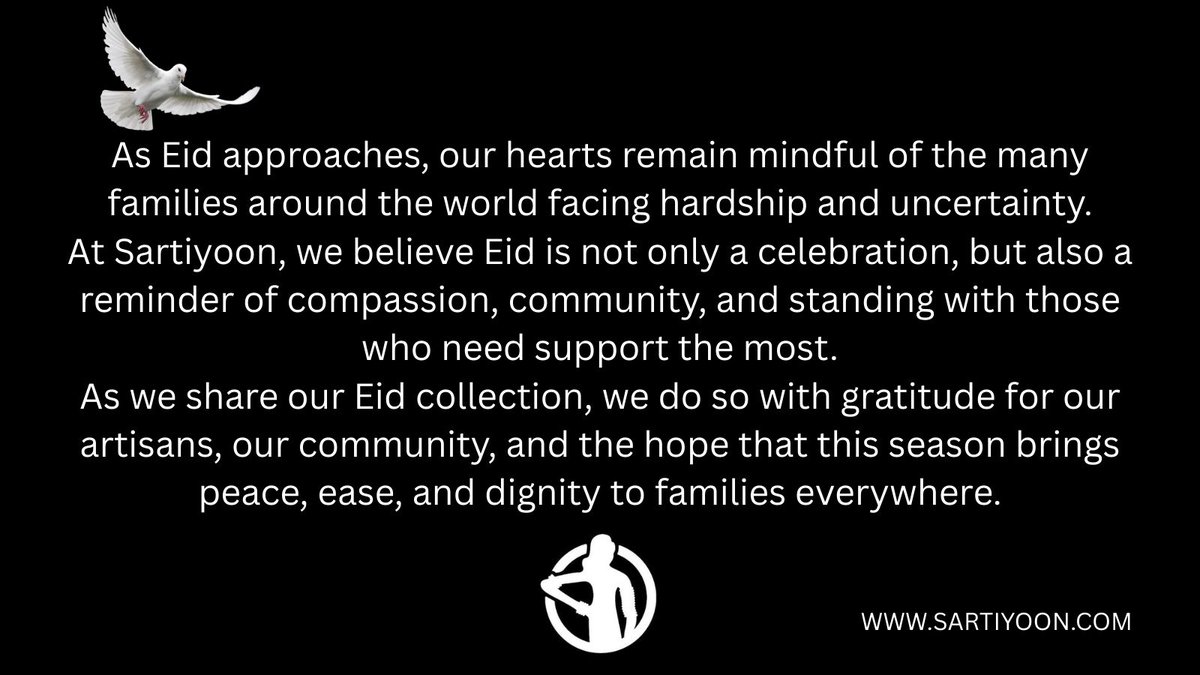 As Eid approaches, our hearts remain mindful of the many families around the world facing hardship and uncertainty.

At Sartiyoon, we believe Eid is not only a celebration, but also a reminder of compassion, community, and standing with those who need support the most.