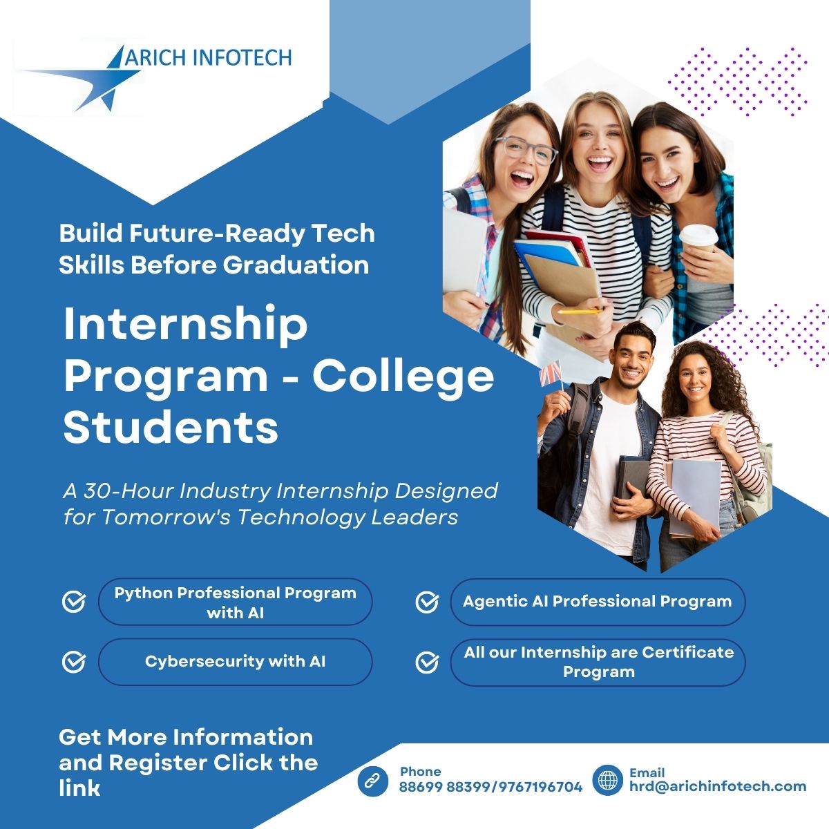 arichinc's tweet photo. 🚀 Students looking for a Summer Internship in AI, Python &amp; Cybersecurity, Arich Infotech's 30+ Hour Industry Internship is now open.

👉 For more info.: https://t.co/NSauKCTcrp

#Internship #Python #Cybersecurity #ITjobs https://t.co/VgilUITDVJ