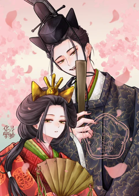大遅刻だけど3月中なら許されるかと思って勢いで描いたひな祭り絵 狐雛