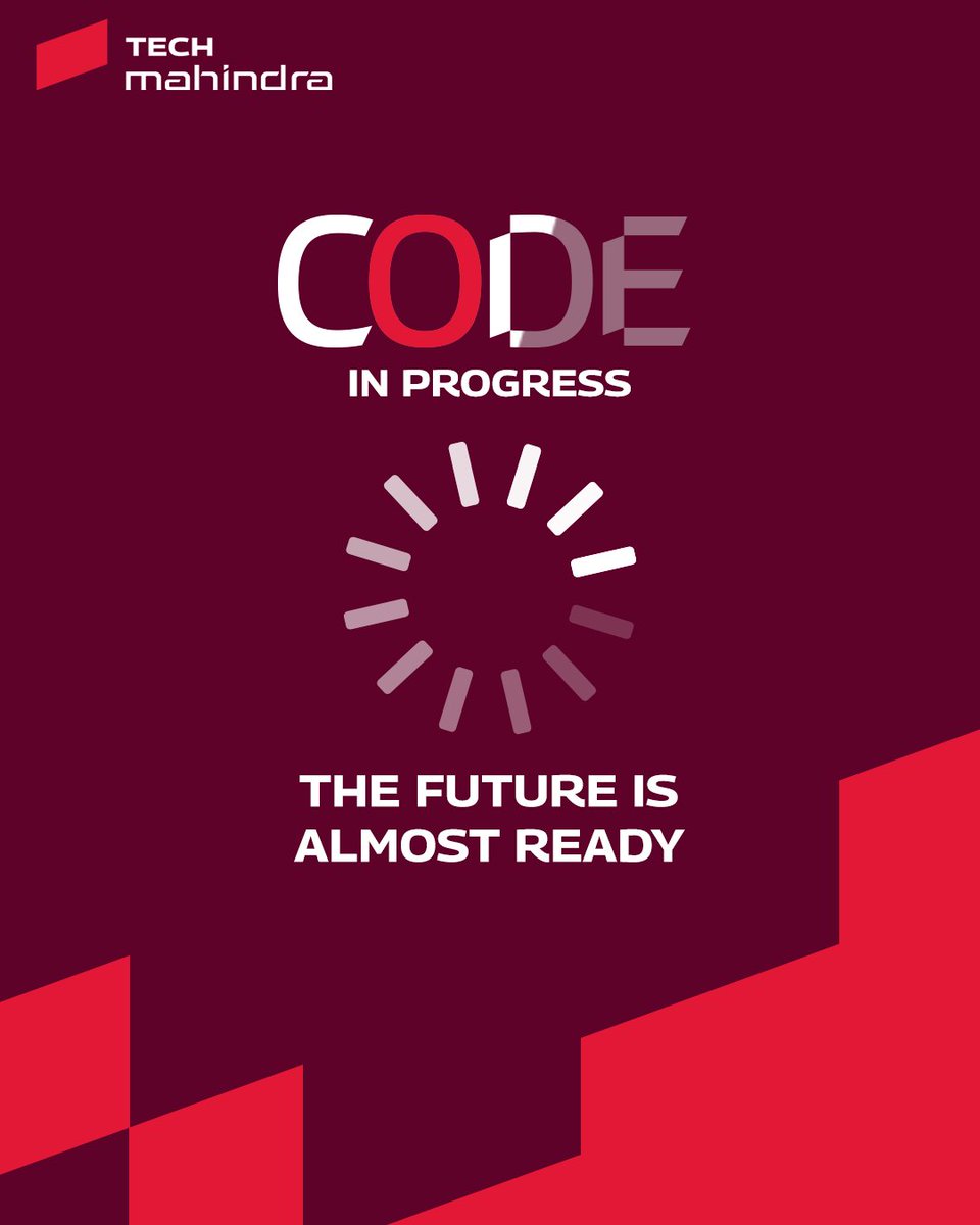 tech_mahindra's tweet photo. First, the signal.
Now, the build.
Creation is underway. And it's almost READY.

#ScaleAtSpeed #TechMCODE #AIThatBuilds #InnovatorMindset #RiseWithCODE https://t.co/gKQ8tMixQp
