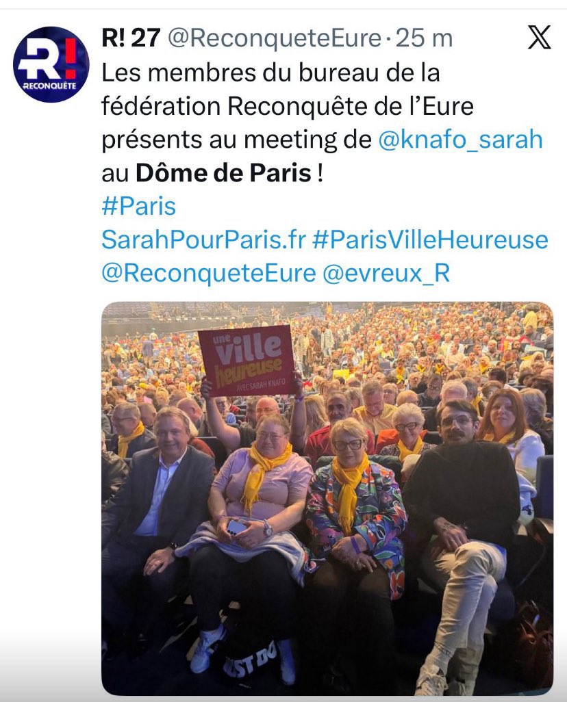 informe208's tweet photo. Non, le meeting de @knafo_sarah n’était pas un meeting parisien: c’était juste un rassemblement des militants de Reconquête de toute la France ripoliné pour les besoins de la cause en réunion de campagne municipale parisienne ! 

Il ne faut pas prendre les gens pour des idiots ! https://t.co/VSoEhL7QAd