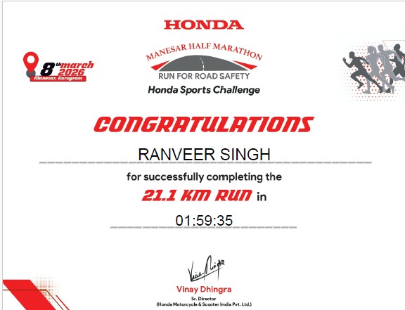 darvaxranveer's tweet photo. Today got a chance to meet retd.captain rajinder age is just a number for him running his 134th marathon at the age of 73....salut you sir ji ...few glimpses of honda marathon 2026 https://t.co/e7HZG3CzFe