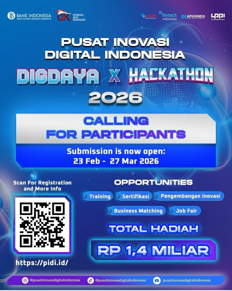 dhitasuryo's tweet photo. Masa depan digital Indonesia tidak dibangun oleh satu orang. Ia dibangun oleh developer, creator, problem solver, innovator. Kalau kamu salah satunya, bergabunglah di Digdaya X Hackathon – PIDI https://t.co/51FjZmwI1H Jadilah bagian dari perubahan! #DigdayaXHackathon https://t.co/noEm0j5rJb