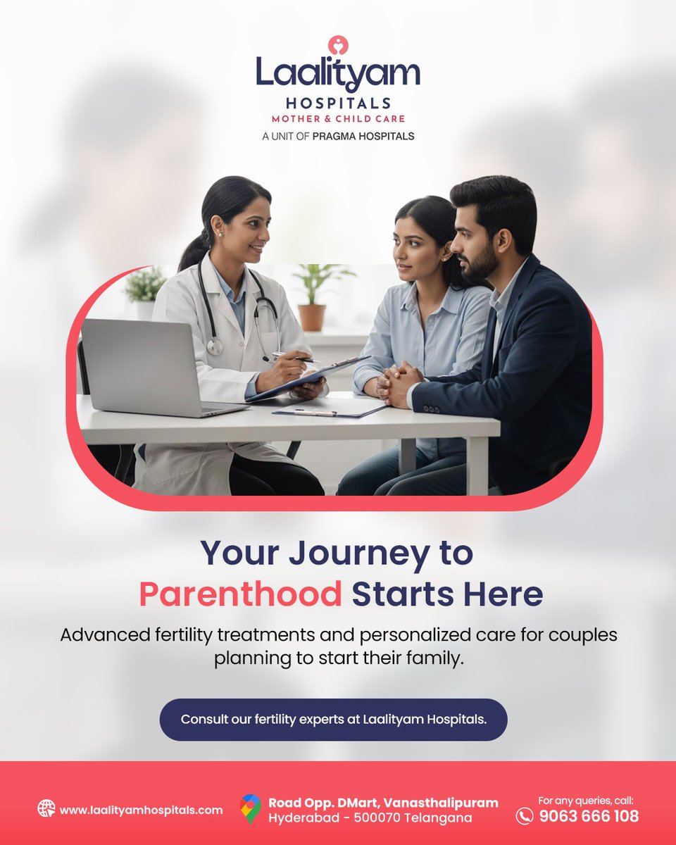 laalityamh50069's tweet photo. 🌸 Your Journey to Parenthood Starts Here with Laalityam Hospitals. Advanced fertility treatments with compassionate mother &amp; child care. Personalized support for couples planning their family. https://t.co/LGZ18AQGq7