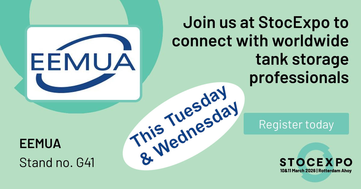 Catch up with EEMUA at StocExpo, Rotterdam Ahoy, Stand G41 – this Tuesday and Wednesday 10-11 March – bit.ly/4daX5AL
#EEMUA #StocExpo2026 #TankStorage #IndustrialEngineering