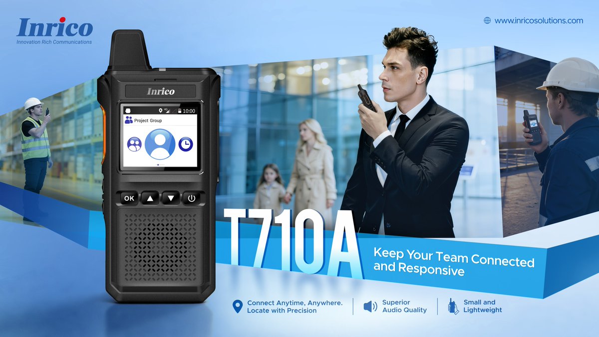 Inrico T710A: Keep teams connected when every second matters🚀
Instant Push-to-Talk, clear audio in noisy environments, reliable coverage &amp; positioning, and a 4000mAh battery for long shifts — all in a compact, lightweight device.
🔗Discover T710A:
 inricosolutions.com/products/T710A…
#PTToC