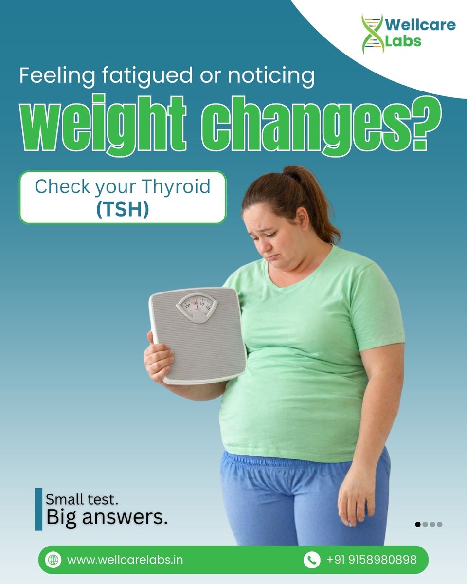 WellcareLabs's tweet image. Feeling tired or noticing weight changes?
Check your Thyroid (TSH) with the Wellcare Master Female Checkup — a complete women’s health screening in one package.

+91 915 898 0898
 info@wellcarelabs.in

#WellcareLabs #WomenHealth #ThyroidTest #FemaleCheckup #PreventiveCare