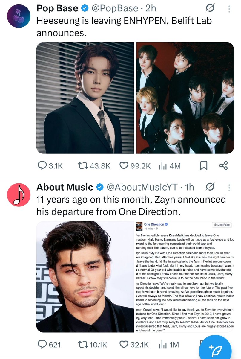 pexolaris's tweet photo. WHAT'S WITH MARCH 10 AND MEMBERS LEAVING GROUPS????? ZAYN? HEESEUNG??? https://t.co/hKSCLSvNIM