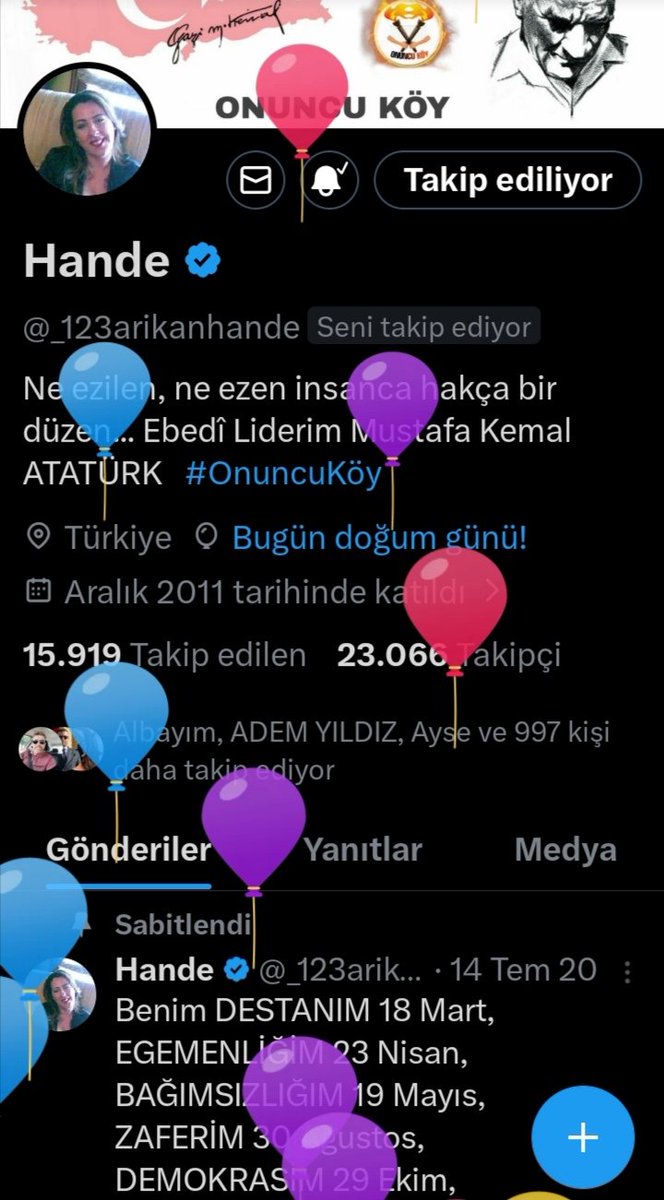 DserdarSD's tweet photo. Ahretliğimdir
ömrümce baş tacımdır
@_123arikanhande 
İyiki varsın🙏

Sağlıklı keyifli nice güzel yaşlara Hande🎈🎉 https://t.co/PrySDR1lgw