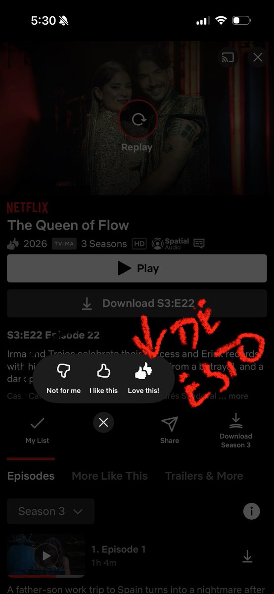 CharleimyCm's tweet photo. Todos a bajarle el rate en Netflix! Lo acabo de hacer: mi comfort show, mi lugar seguro lo acaban de arruinar! SIN YEIMY NO HAY FLOW ni fandom no nada, y charleimy también 💀 para mi. https://t.co/EN0X2jZvyb
