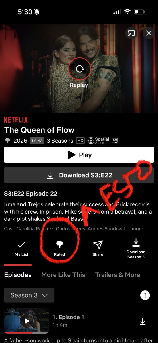 CharleimyCm's tweet photo. Todos a bajarle el rate en Netflix! Lo acabo de hacer: mi comfort show, mi lugar seguro lo acaban de arruinar! SIN YEIMY NO HAY FLOW ni fandom no nada, y charleimy también 💀 para mi. https://t.co/EN0X2jZvyb