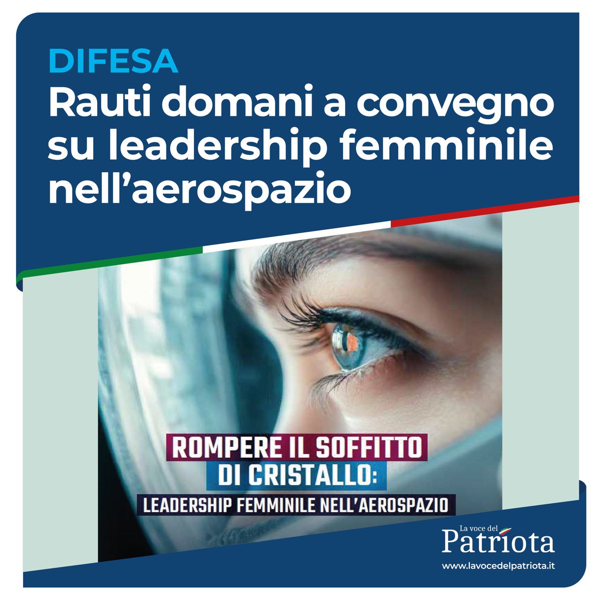 isabellarauti's tweet photo. Difesa: Rauti domani a convegno su leadership femminile nell’aerospazio - @vocedelpatriota
⬇️
https://t.co/jEX3Oc07wg
@GuidoCrosetto @MinisteroDifesa @SM_Difesa @ItalianAirForce @Leonardo_IT @MBDAItalia @AvioAero
#LeadershipFemminile #Aerospazio #STEM #Difesa #CESMA #AeronauticaMilitare #Roma