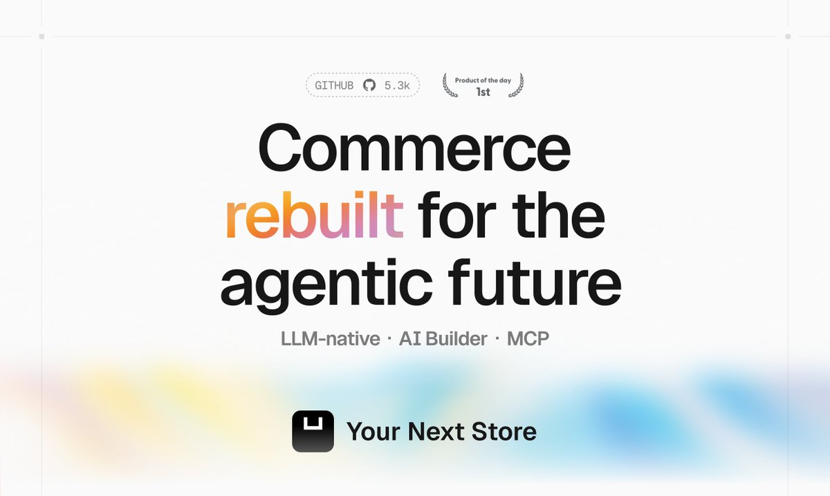 We are live on Product Hunt✨

<a href="/yournextstore/">Your Next Store</a> is a Commerce OS for agents and humans - built for the next generation of commerce. 

Describe your store in plain English and get a real storefront from the first prompt. Not mockups. Not static pages. 

→ Prompt, iterate, ship.