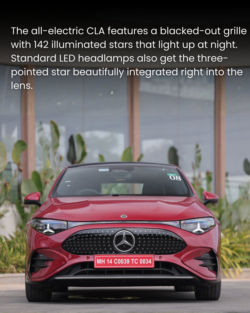 AUTOTODAYMAG's tweet image. 792km range. 800V ultra-fast charging. 142 illuminated stars. ⚡️🌟
The Mercedes-Benz CLA Electric has officially landed in India, starting at Rs 55 Lakh. From its impressive efficiency to the all-new MB.OS tech, we broke down every detail.
#MercedesCLA #ElectricIndia #NewCar