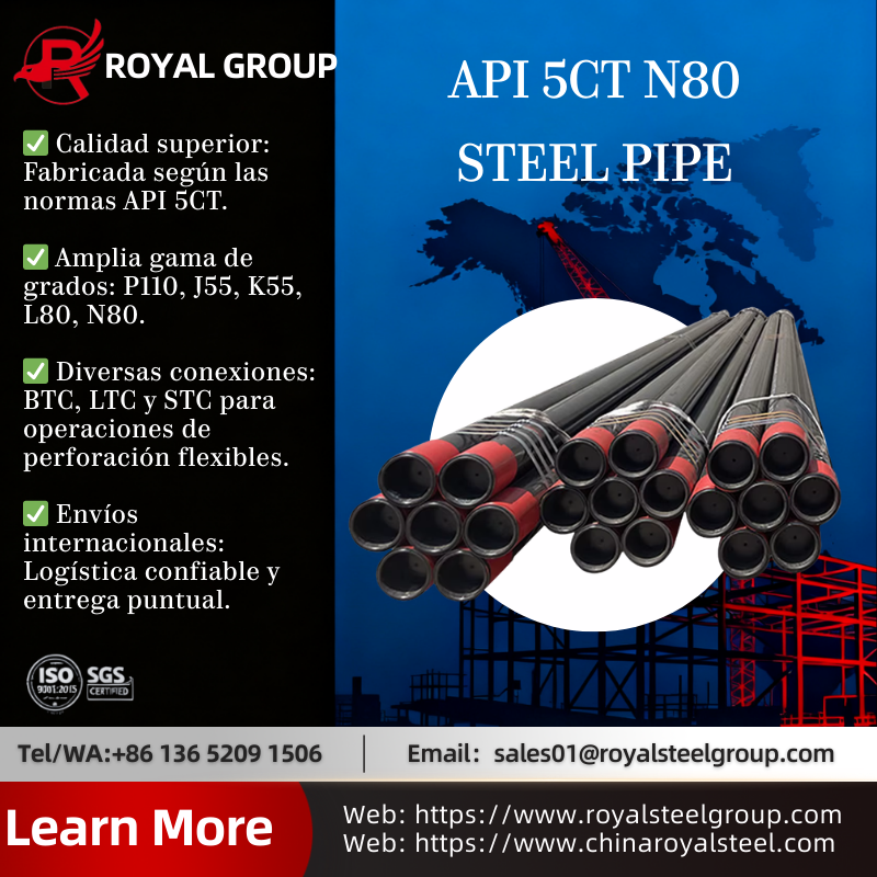 royalgroupltd's tweet image. API 5CT Seamless Steel Pipe Oil Casing and Tubing P110 J55 K55 L80 N80 BTC LTC STC Connection for Oilfield Drilling

📞Tel/WhatsApp：+86 13652091506

🌐 Website: royalsteelgroup.com

📮Email：sales01@royalsteelgroup.com

#API5CT #SeamlessSteelPipe #N80 #RoyalSteelGroup