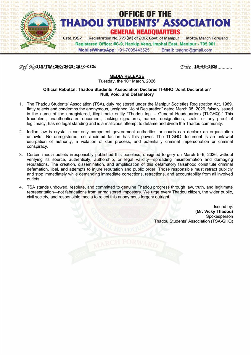 Thadou Students' Association tweet media