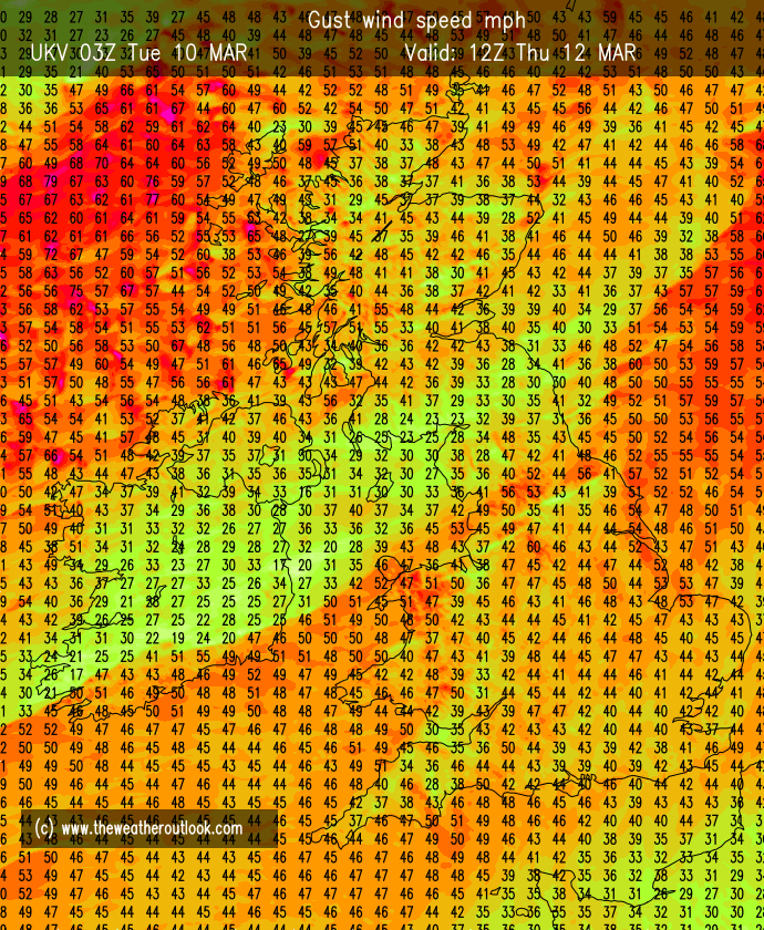 peacockreports's tweet photo. Looks like we'll avoid a severe windstorm on Thursday, with peak gusts generally in the 40-50 mph range inland &amp; 50-60 mph for western coasts.

Rainfall mostly unremarkable too, so I'm not expecting this to be a named storm. https://t.co/WRiYXpnai4