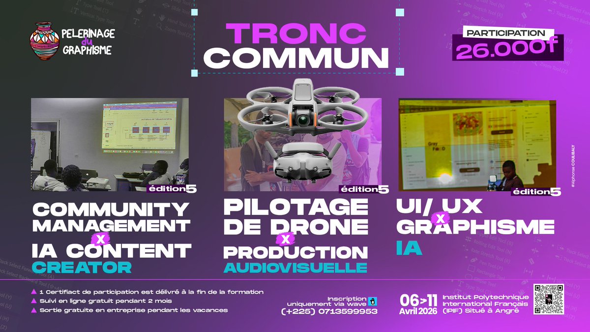 FelixGuebo's tweet photo. 𝑴𝑨𝑺𝑻𝑬𝑹 𝑪𝑳𝑨𝑺𝑺 𝑬𝑵 𝐀𝐑𝐓 𝐍𝐔𝐌𝐄𝐑𝐈𝐐𝐔𝐄
 Joindre le 𝟎𝟕 𝟓𝟕 𝟑𝟖 𝟐𝟔 𝟗𝟖 sur whatsapp pour les compléments d'informations

du 06 au 11 Avril 2025 à Institut Institut Polytechnique International François  à partir de 08h en présentiel. https://t.co/AmqFZVBehJ