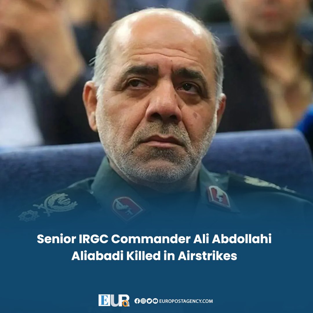 EuroPostAgency's tweet image. Israeli Media Claim Death of Top Iranian Military Figure Close to Khamenei

Senior IRGC commander Ali Abdollahi Aliabadi was reportedly killed in U.S.–Israeli strikes, a potential major blow to Iran’s military leadership if confirmed. 
#EuroPost