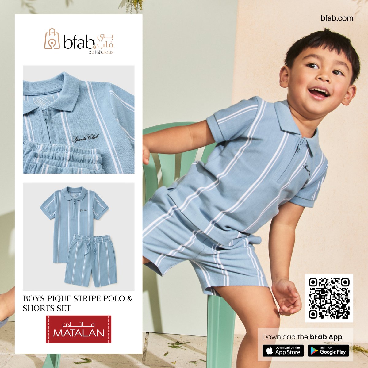 Bfabqa's tweet image. Smart meets sporty with the Boys Blue Pique Stripe Polo &amp;amp; Shorts Set.

📍 Online Shop: bfab.com/kids/boys/outf…

⚡#Matalanme #bFab 🛒#Shopnow 🏷️ #LowPrice 🌟#Greatquality #MatalanFashion