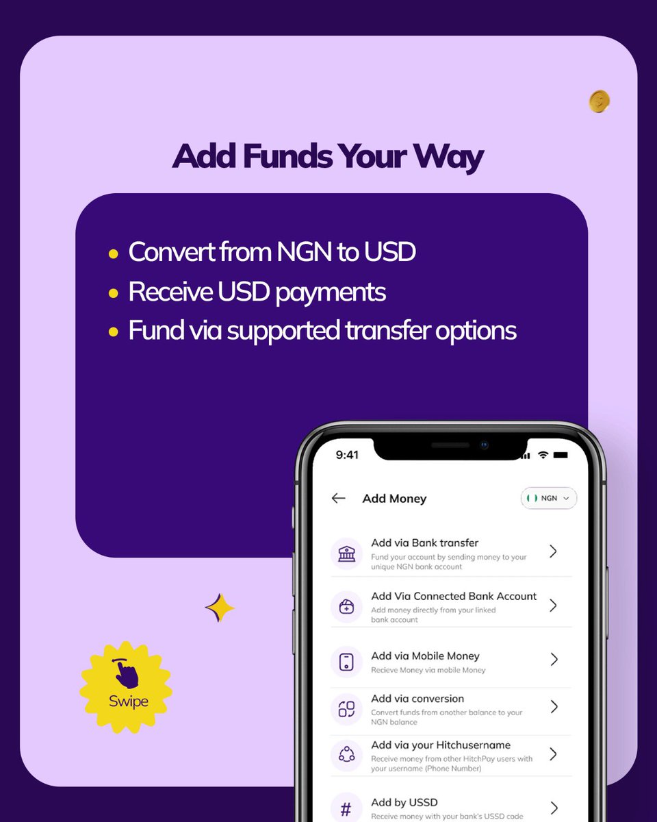 hitchpay_'s tweet photo. Your money deserves global access. With HicthPay Multi-currency Dollar Feature, you can save, hold and spend in dollars within the app. Your USD account is just a tap away. 

Update your app NOW to enjoy this amazing feature.

#fintech #hitchpay #multicurrencywallet https://t.co/YEjO9HvOMS