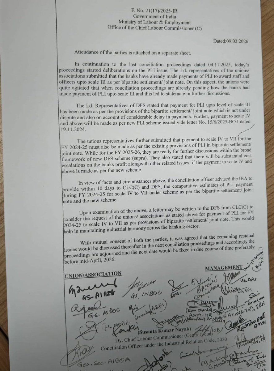 Today's CLC conciliation meeting outcome
#IBA
#5DAYBANKING