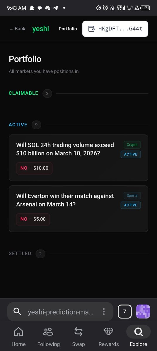 IroIbeGodswill7's tweet photo. I just tested the @tryyeshi platform and everything is smooth.

Yeshi is building the first conviction market on Solana where people don’t just share opinions, they back them with real commitment.

Instead of trading like traditional prediction markets such as Polymarket, users simply place funds into YES or NO pools on future events.

When the outcome resolves, the winning side shares the losing pool proportionally.

You can also exit early with a small fee, which rewards the remaining participants and keeps the system focused on conviction rather than gambling.

Simple idea. Strong concept.