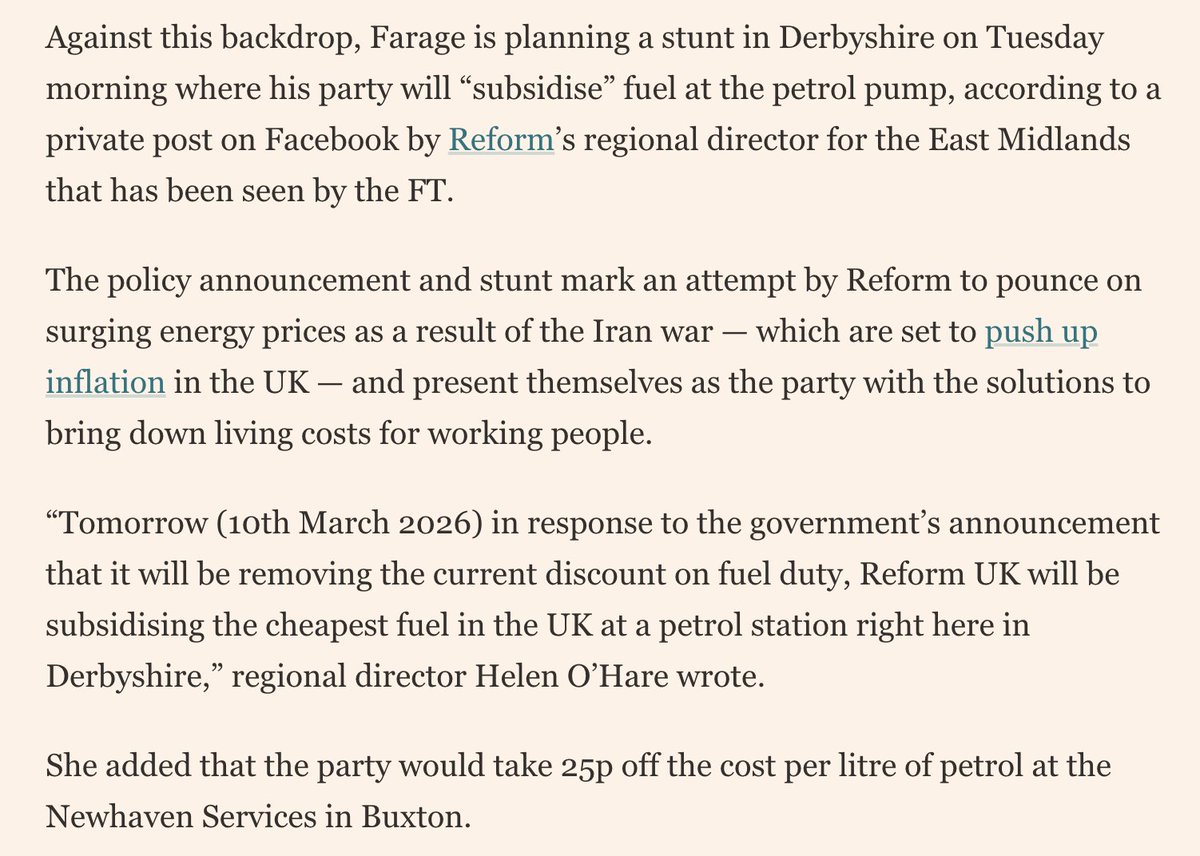 AnnaSophieGross's tweet photo. Nigel Farage appears to be planning a stunt this morning to subsidise fuel at the petrol pump in Buxton, Derbyshire https://t.co/w1JXLvFOde