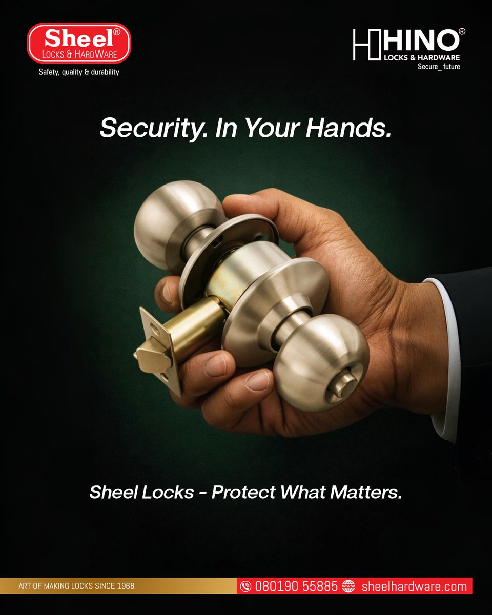 sheellocks1's tweet image. 🔐 Security. In Your Hands.

Protect what matters most with Sheel Locks &amp;amp; Hardware.

Strong. Durable. Trusted since 1968.

Secure your home and business with confidence.

🌐 sheelhardware.com
📞 080190 55885

#SheelLocks #HomeSecurity #DoorLocks #HardwareSolutions