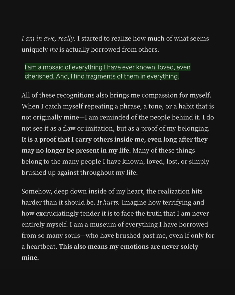 dialektitas's tweet photo. As human beings, we never truly let anyone go. It reminds us to cherish the fragments we carry, for they are proof of a life richly lived and loved. We are made whole by the fragments of others, endlessly carried forward in love. We are the mosaic of people we have ever loved. https://t.co/FC2E4Eyb8Y