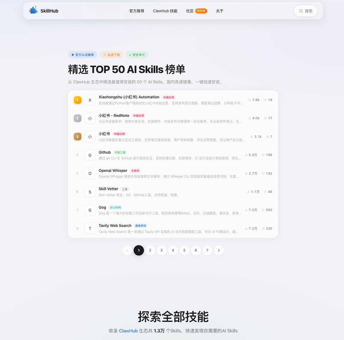 腾讯搞了个 SkillHub，下手还是挺快的。

可以自行去围观：skillhub.tencent.com