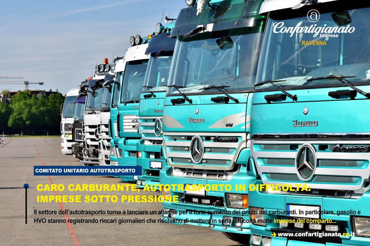 #Carocarburante, #autotrasporto in difficoltà e imprese sotto pressione. Il comparto torna a lanciare un #allarme per il forte #aumento dei #prezzi dei carburanti. #Gasolio e #HVO stanno registrando rincari che mettono in seria difficoltà molte imprese: confartigianato.ra.it/news.php?idnew…