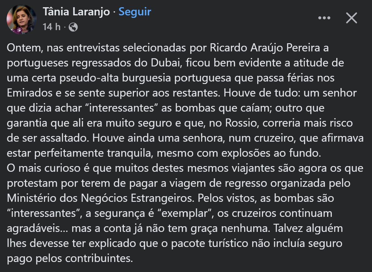 Tânia Laranjo MUITO bem.