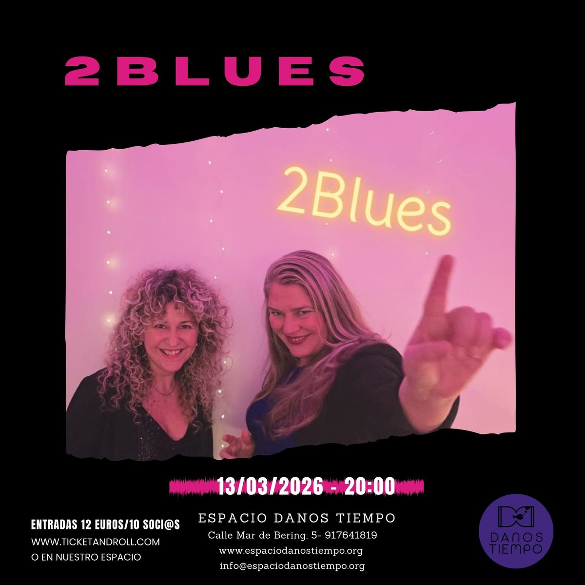 HortalezaPV's tweet photo. Agenda semanal del Espacio Danos Tiempo ⏳
🎶 VIERNES 13 de marzo a las 20.00 h concierto de #2Blues
📖 SÁBADO 14 de marzo a las 12.00 h presentación del libro 'Paca Blanco, la Brava' con debate posterior https://t.co/J7PVLHnFsA