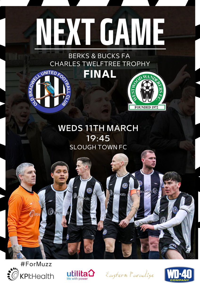 OldBradwellUtd's tweet photo. 🏆TOMORROW NIGHT🏆

It's nearly here, cup final time. Tomorrow we travel to Slough for the B&amp;B Charles Twelftree Trophy final.

🕒 19:45 KO
🎟️ Adults £5 
       U16 £1 
       U5 Free
🚌 17:00 Monks Way bus stop 
🏟️ Arbour Park SL2 5AY
🏆  Charles Twelftree Trophy 

#ForMuzz https://t.co/MkWjsrDN89
