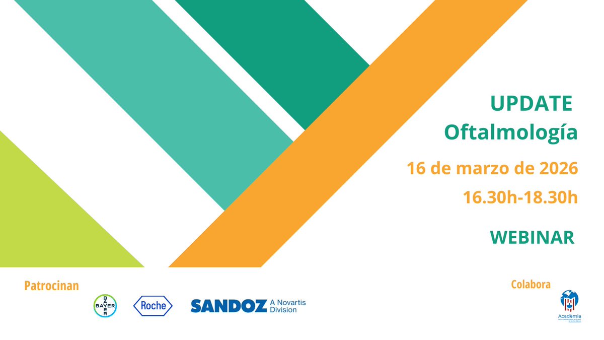 farupeib's tweet photo. 🆕 Webinar Update #oftalmología 16 de febrero

#DMAE / Elena Rigo. Oftalmología. H. Son LLàtzer
#Edema Macular Diabético / Javier Carceller. Oftalmología. H. Son Llàtzer
PROYECTO OFHTA // @AnxoFF Coordinador @FarmaCHUSLab

⏰ 16:30 - 18:30h

✍️ Inscripción https://t.co/ZZf7UN7MoJ https://t.co/frEshHUImp