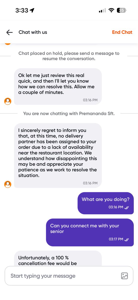 PintoBrizel's tweet photo. @SwiggyCares Three times same agent was assigned https://t.co/V3TcvoL1PA