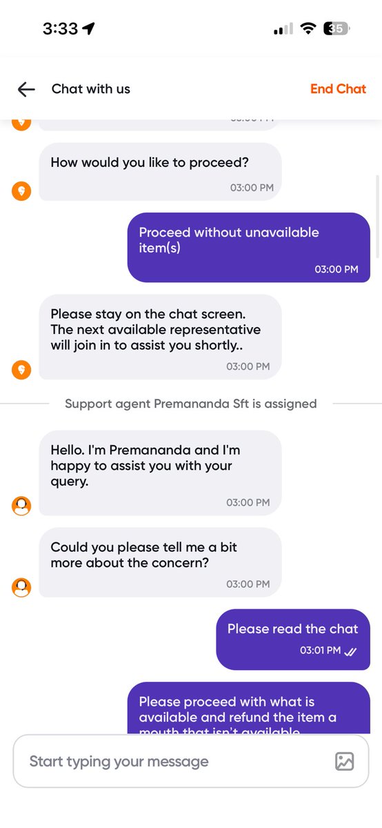 PintoBrizel's tweet photo. @SwiggyCares Three times same agent was assigned https://t.co/V3TcvoL1PA