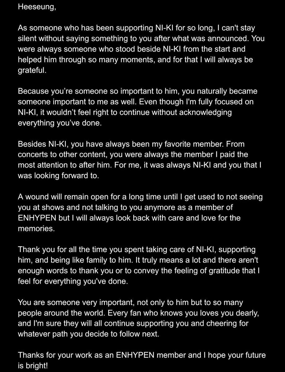 NIKILOOKS's tweet photo. Heeseung, thanks for your work as an ENHYPEN member and for taking care of NI-KI for so long. 

Please be happy in your new journey 🤍

#ENHYPEN #엔하이픈 #NI_KI #NIKI #니키 #西村力 #희승 #HEESEUNG #ヒスン #이희승 https://t.co/aqqBFqhD0p