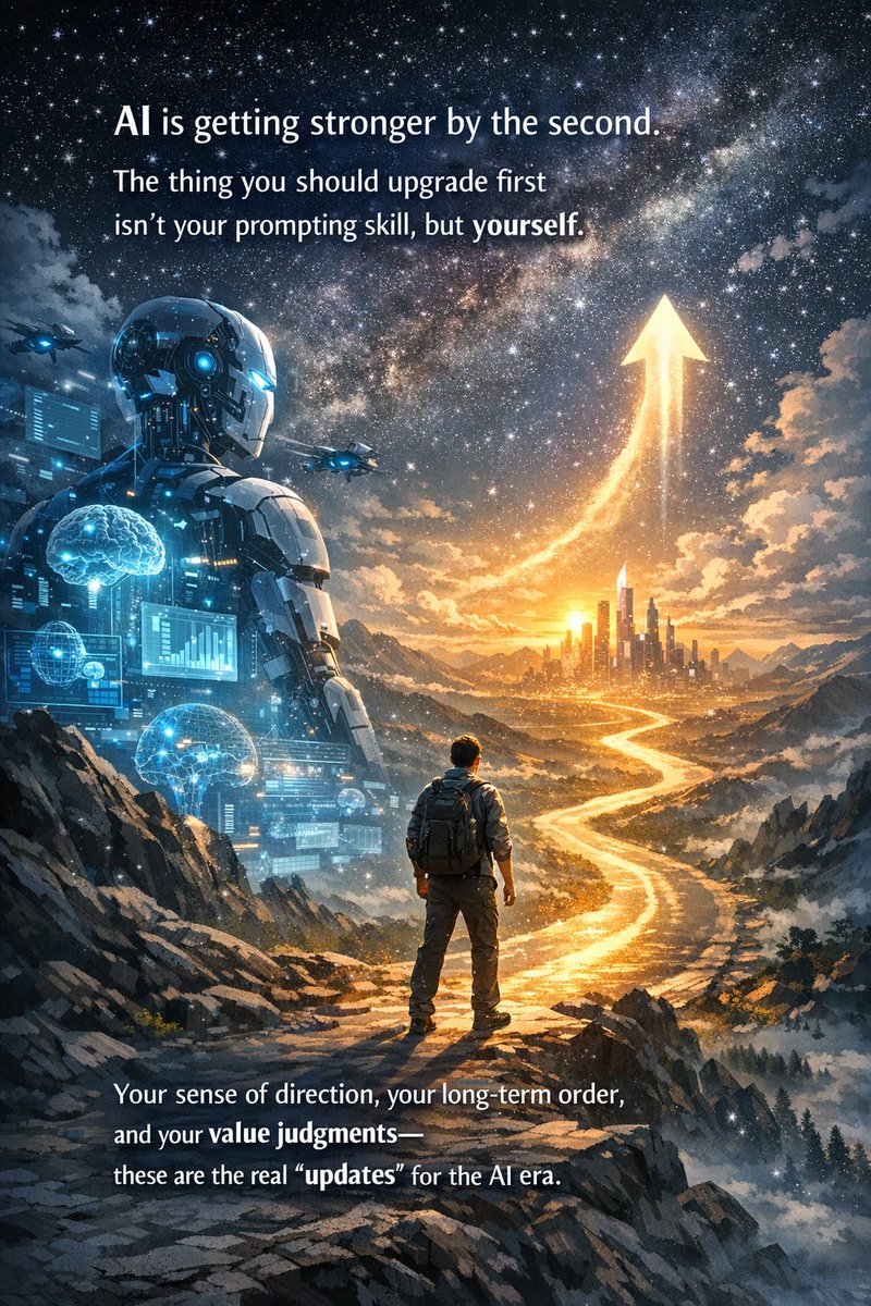 HeartEcosystem's tweet photo. AI is getting stronger by the second. The thing you should upgrade first isn't your prompting skill, but yourself. Your sense of direction, your long-term order, and your value judgments—these are the real "updates" for the AI era.#SelfUpgrade #InnerOS #AIEra #HEART https://t.co/bp0MfZ8EUT