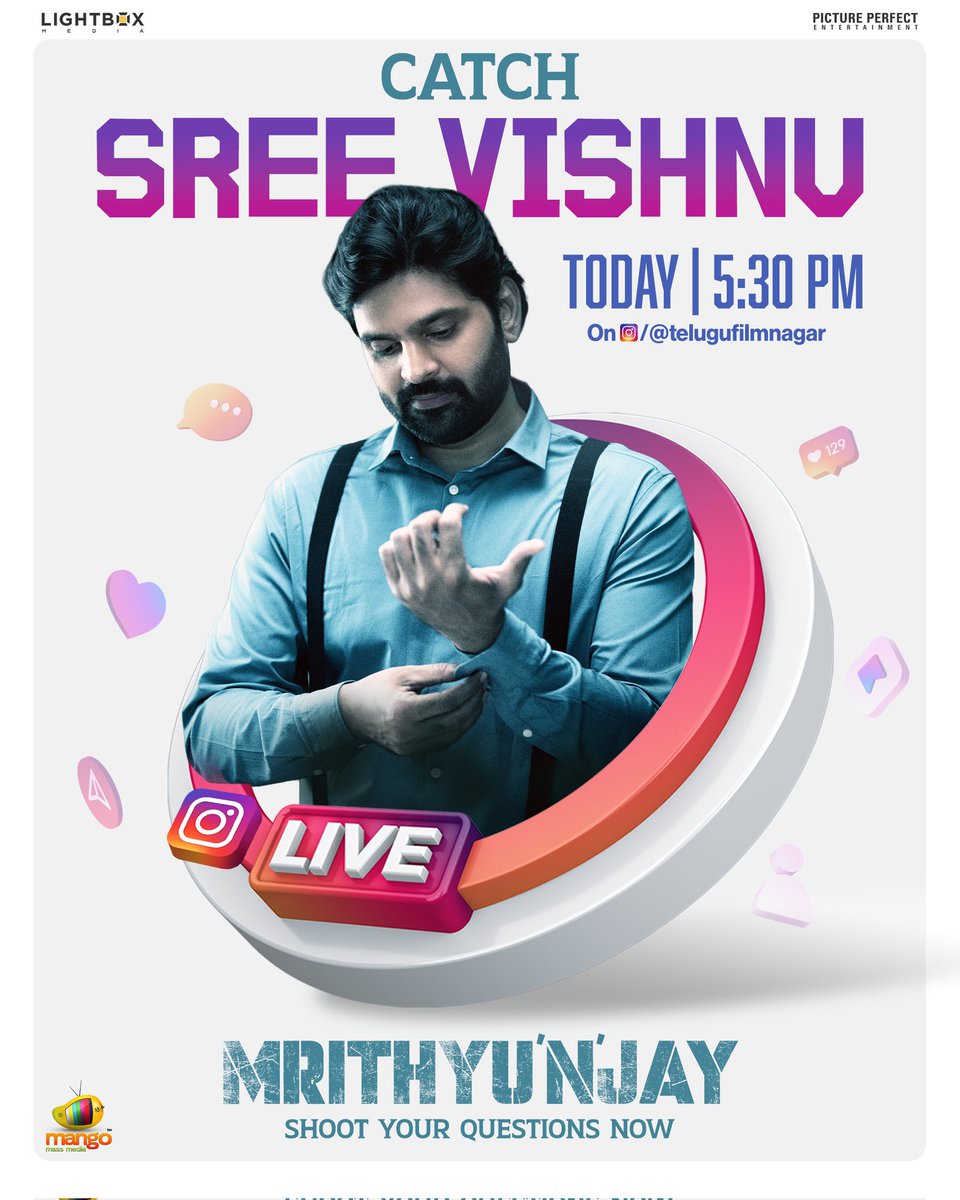 Lightboxoffl's tweet photo. #Mrithyunjay’s blockbuster success calls for a LIVE celebration with the audience! 😍
Catch @sreevishnuoffl on Instagram LIVE with @telugufilmnagar at 5:30 PM 🔥

#ThrillingBlockbusterMRITHYUNJAY

@Reba_Monica @HussainShaKiran @kaalabhairava7 @Lightboxoffl #PicturePerfectEntertainment
