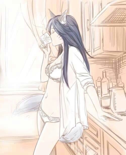 It seems the fox is just enjoying some morning tea after waking up, giving a content sigh after sipping from the cup.