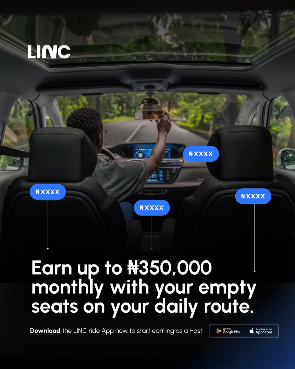 Empty seats in your car? That’s unused income. 
Pick up verified passengers on your route and earn from the commute you already make with LINC.
Become a host today:
#lincride #Host #earning #fuelpricesdown