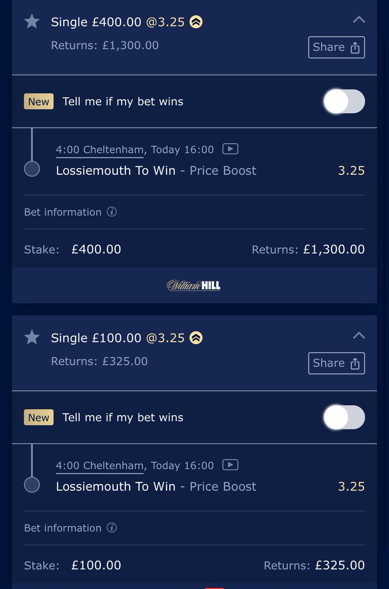 MBCommunity1's tweet photo. 🚨 MATCHED BETTING PLAY 🚨  

Potential £255🔥

Lossiemouth to win the 16:00 Cheltenham

Back @ 3.25 on William Hill  
Lay @ 2.74 on Smarkets  

£500 Back / £500 Lay  

✅ Win = £255 profit  
❌ Lose = Break even  

Low risk. Clean setup. Smart money only.  

Who’s on it? 👀 https://t.co/9wdFNYzHSy