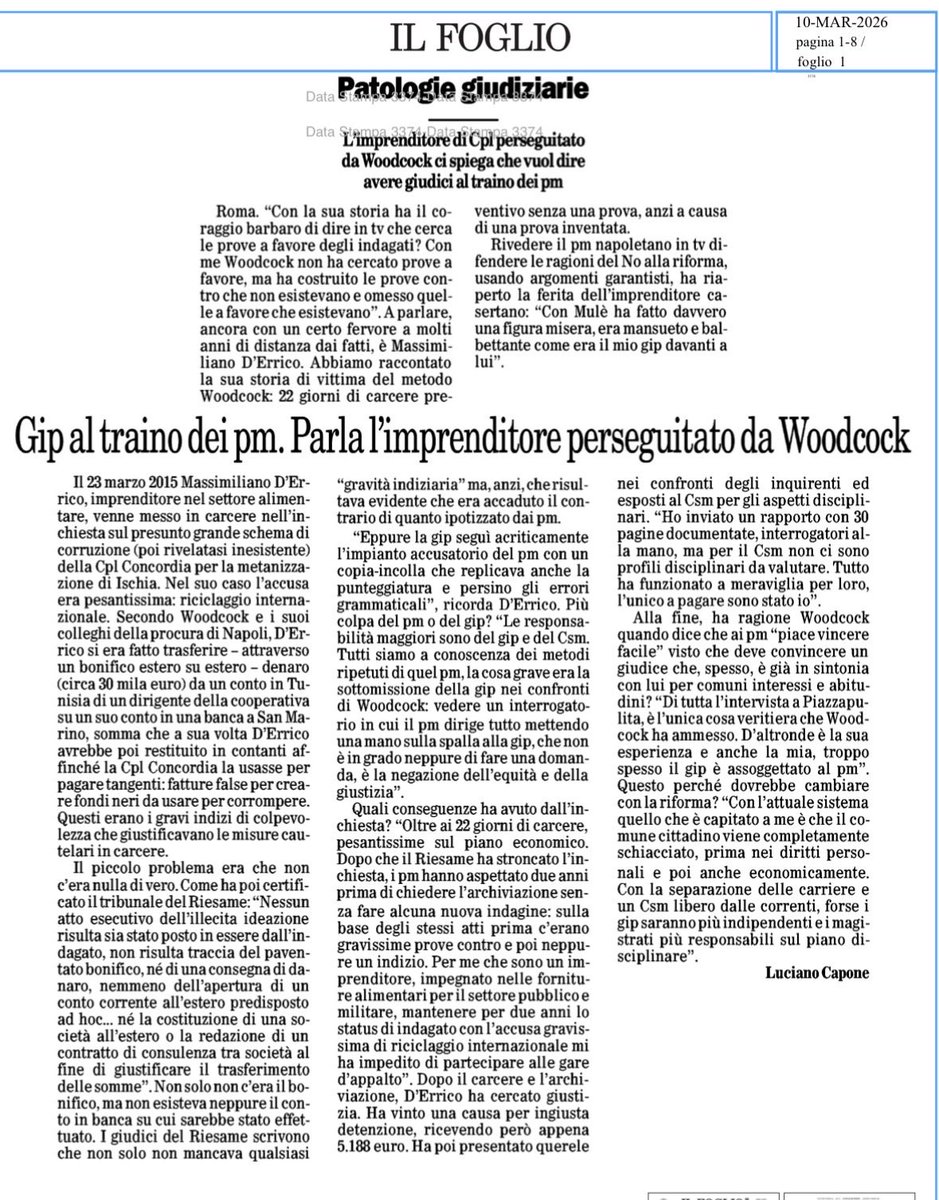 Enrico__Costa's tweet image. "la gip seguì acriticamente l'impianto accusatorio del pm con un copia-incolla che replicava anche la punteggiatura e persino gli errori grammaticali", "Le responsabilità maggiori sono del gip e del Csm.
Tutti siamo a conoscenza dei metodi ripetuti di quel pm, la cosa grave era
