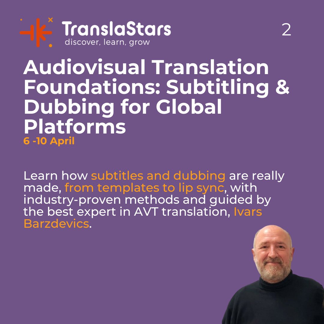TranslaStars's tweet photo. 📅 𝗔𝗽𝗿𝗶𝗹 = skills that move you forward.
This month at TranslaStars, we’re focusing on #Subtitling, #AudiovisualTranslation, #UXLocalization, and more. Practical skills for language professionals working on their future.
👉 Explore the full April lineup 👇 https://t.co/UPFiJSzBoj